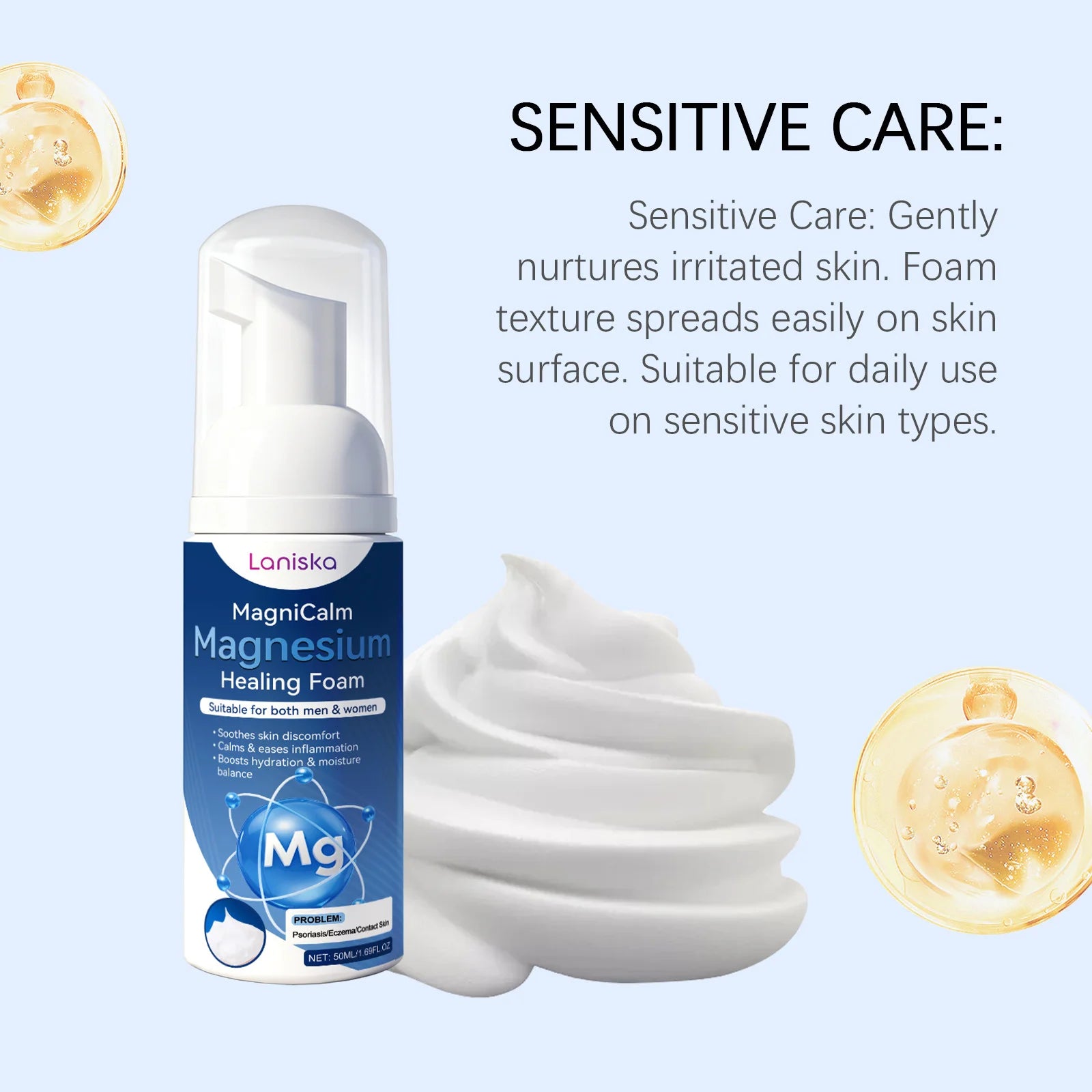 Magnesium Soothing Foam Moisturizing Anti-Sensitivity Relieve Redness Dry Itching Barrier Protection Relaxation Health Body Care Peaceful Pleasures Health and Wellness