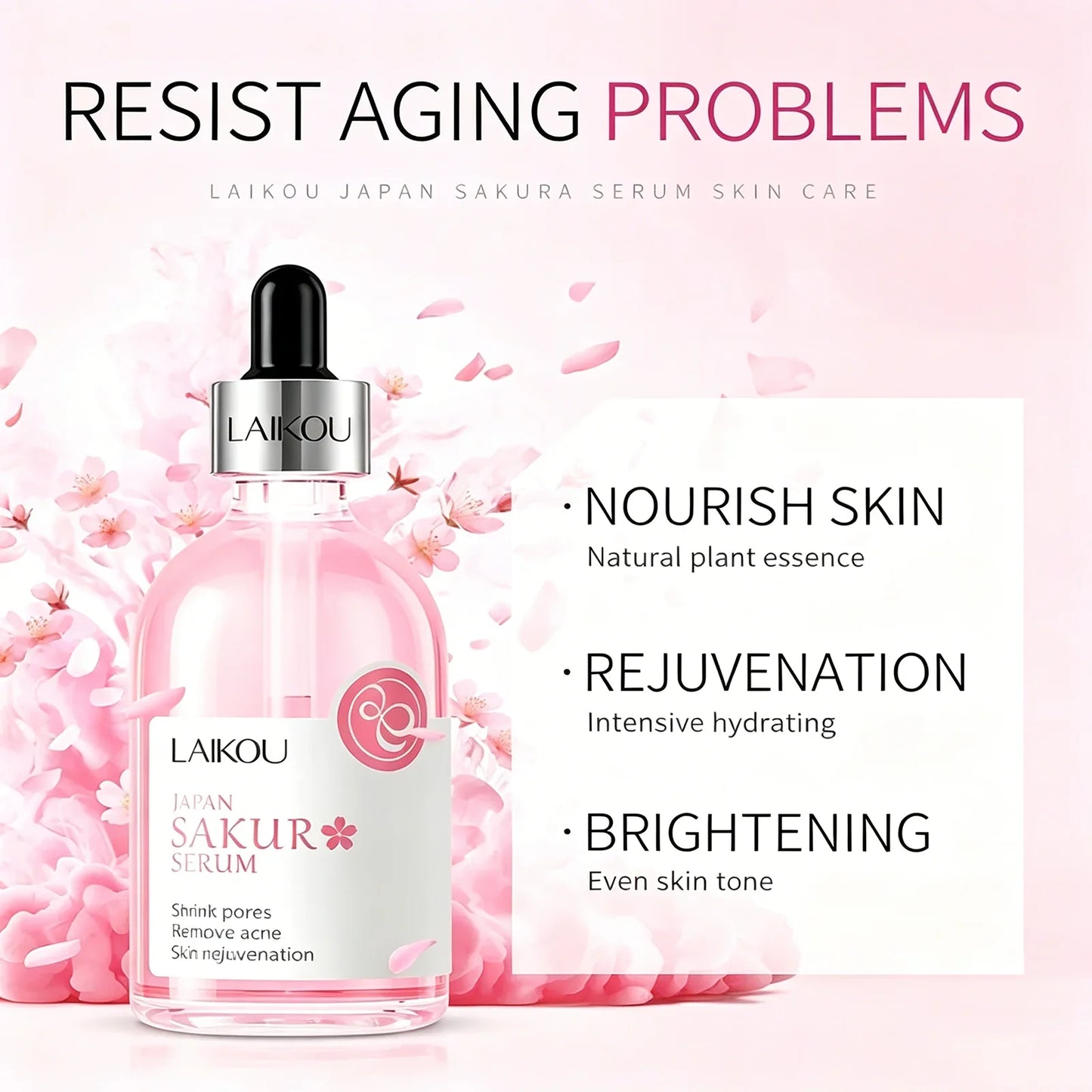 LAIKOU Sakura Rose Face Serum – Brightening & Moisturizing 100ml