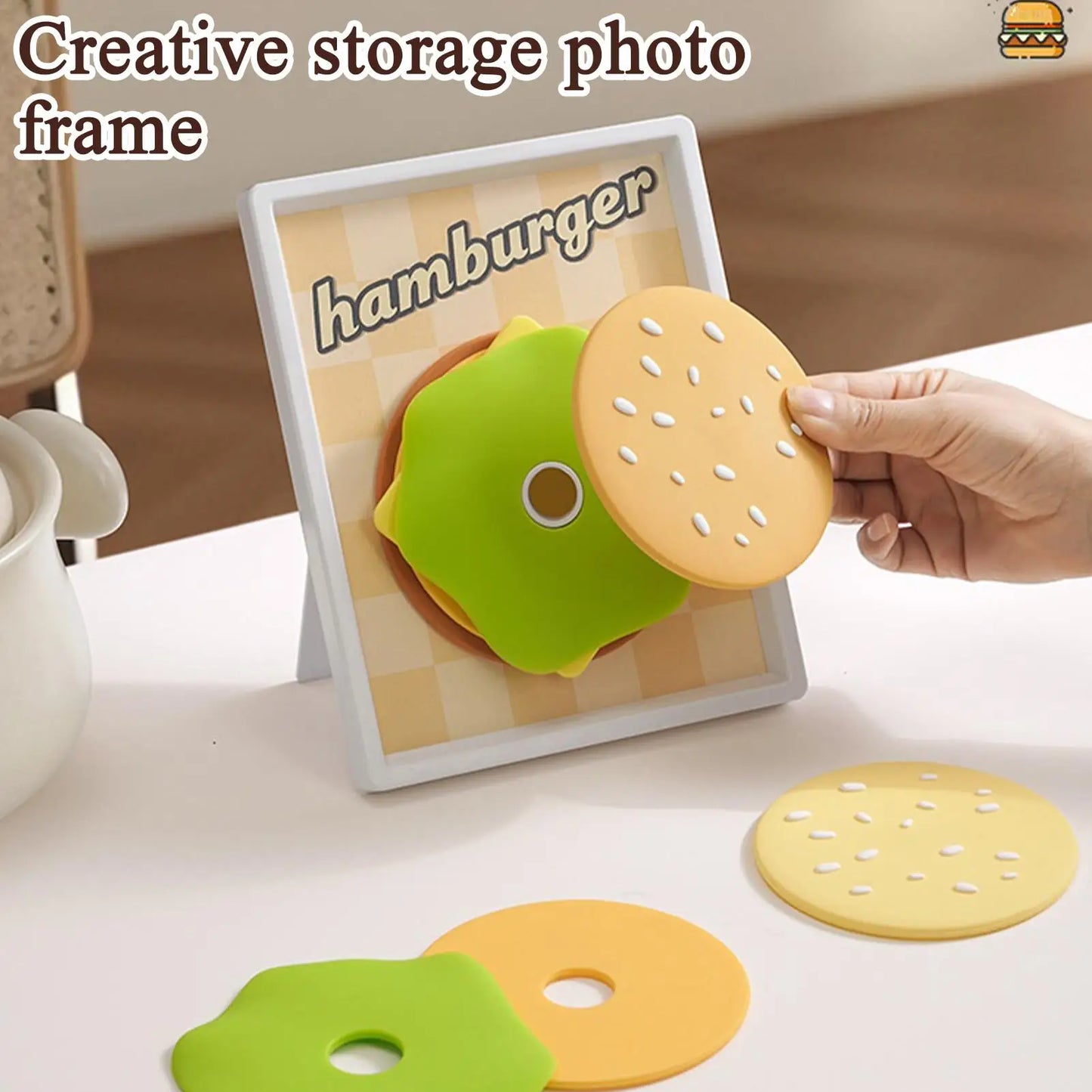 Funny Hamburger Silicone Coasters | Magnetic Storage Frame Set Novelty Coaster Set Peaceful Pleasures Health and Wellness