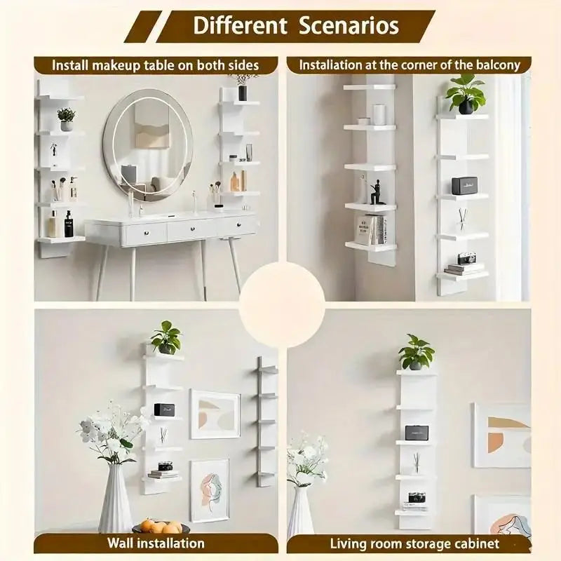 5 Layer Wall Shelf, Vertical Column Storage, Floating Decorative Rack, High Tower Design, Bedroom Living Room Practical Holder Peaceful Pleasures Health and Wellness