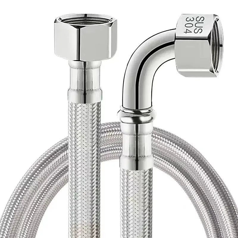 Stainless Steel Braided Flexible Hose 90° Elbow Water Inlet Pipe