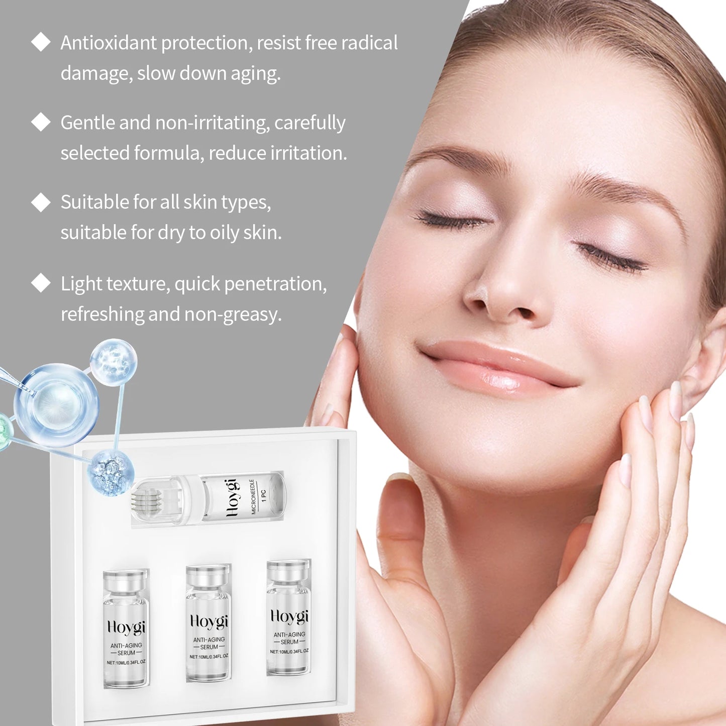Hyaluronic Acid Microneedle Roller Set – Firming Face Serum