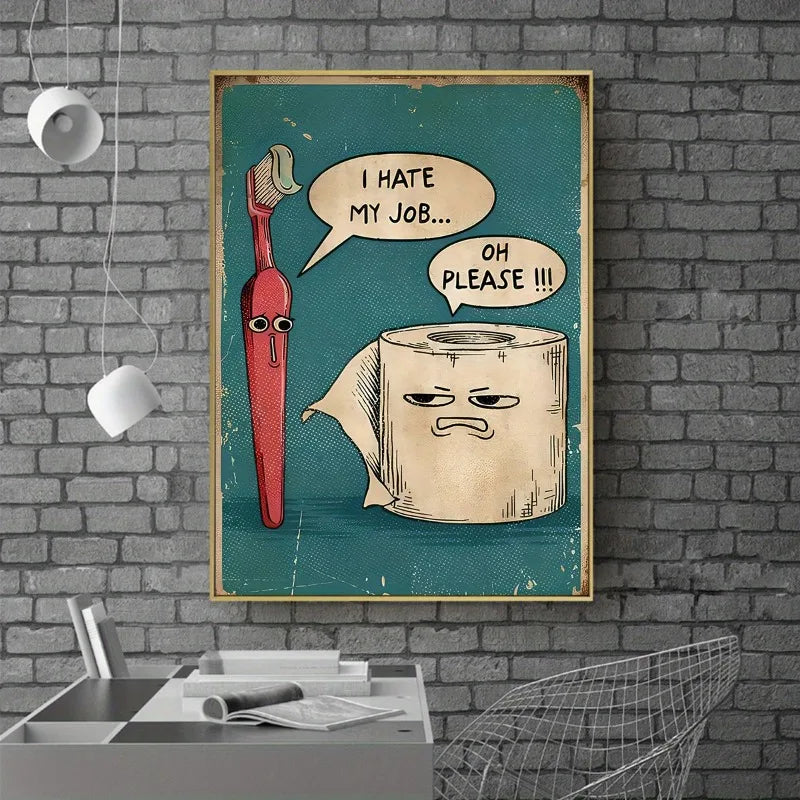 Funny Bathroom Canvas Wall Art Poster | Humorous Home Decor Canvas Wall Art Peaceful Pleasures Health and Wellness