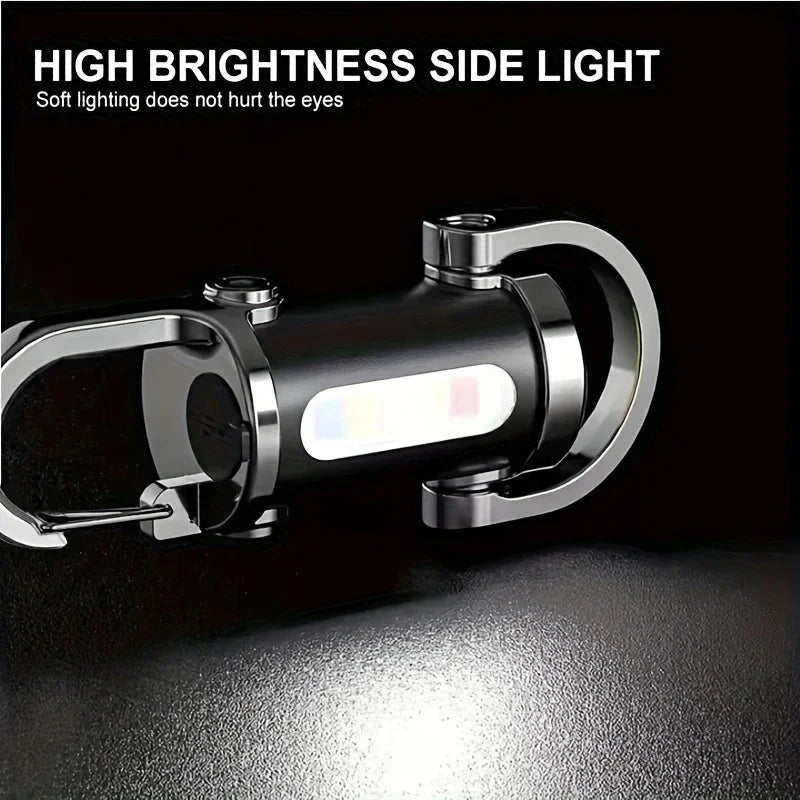 Mini COB LED Keychain Flashlight | USB-C Rechargeable 6 Modes