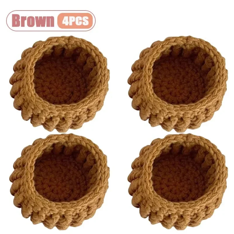 Hand Crochet Rose Flower Coasters | Heat Resistant Wool Mat Set