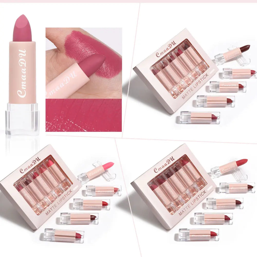 5pcs lipstick set, a variety of colors to choose from, easy to apply, non-stick cup, to create exquisite makeup Peaceful Pleasures Health and Wellness