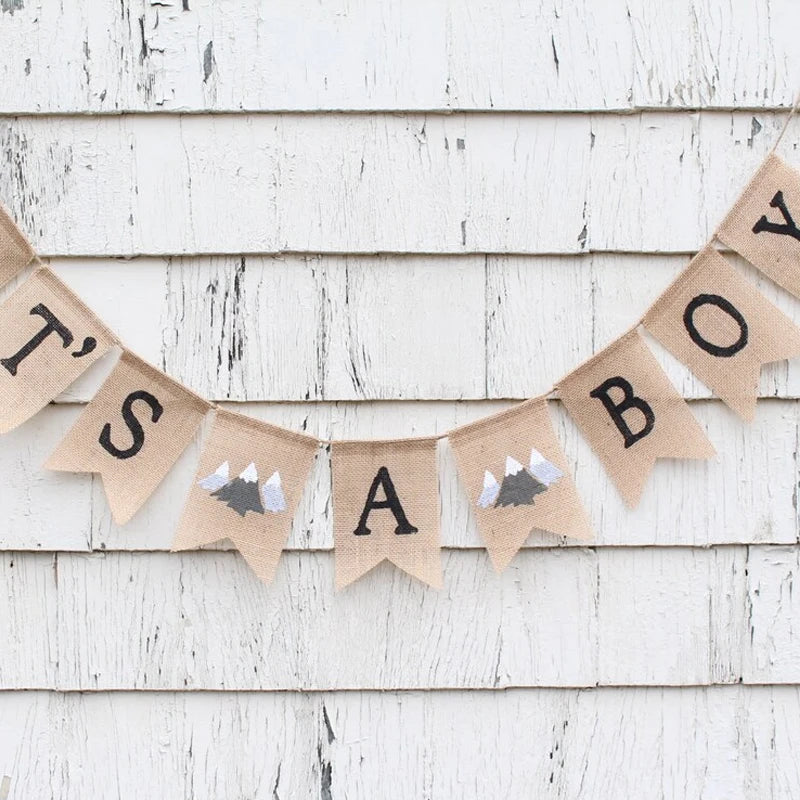 It's A Boy Burlap Banner | Little Explorer Baby Shower Decor Party Banner Peaceful Pleasures Health and Wellness