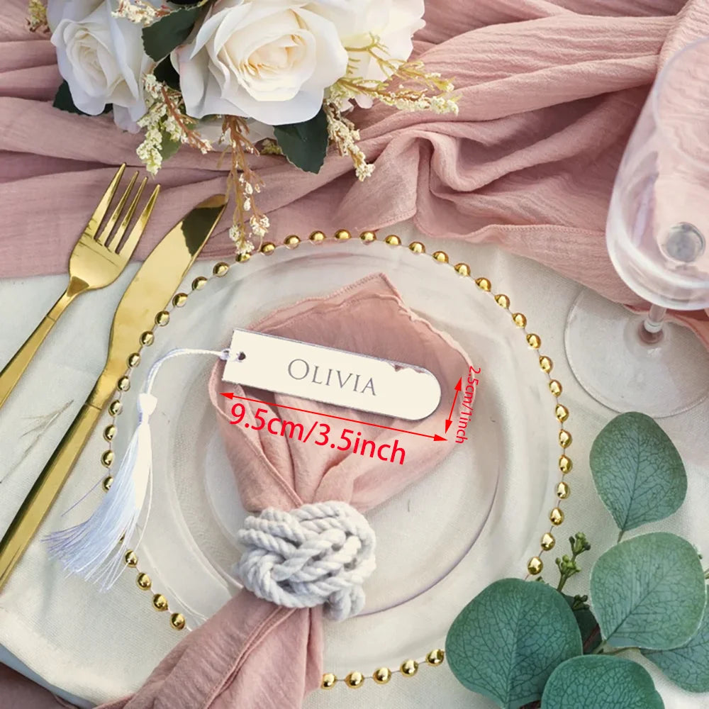 Custom Acrylic Wedding Place Cards 5-Pack | Name Bookmarks & Keyrings