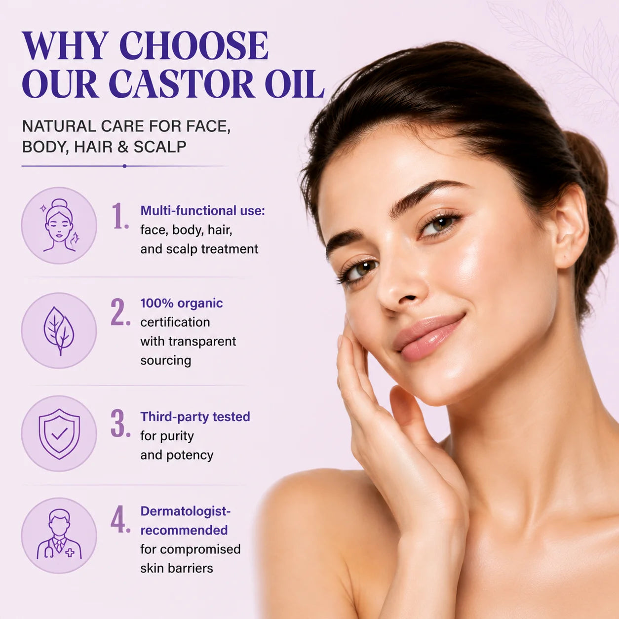 Organic Castor Oil Roll-On,for Skin, Brows & Lashes,Skincare Oil for Skin Hydration & Glow,Moisturizer for Radiant Skin,50ml Peaceful Pleasures Health and Wellness