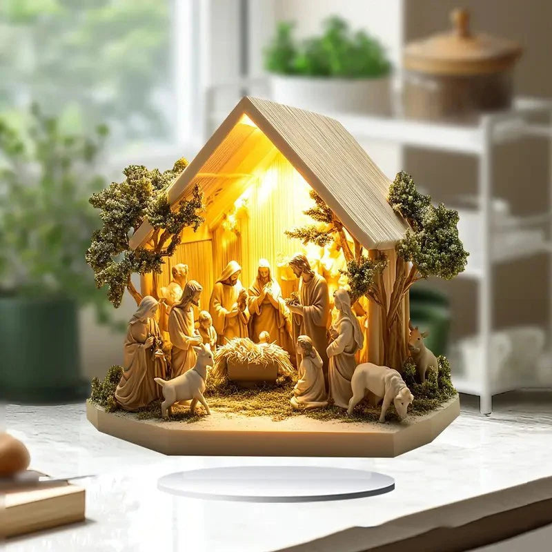 2D Acrylic Nativity Scene Centerpiece | Christmas Tabletop Decor