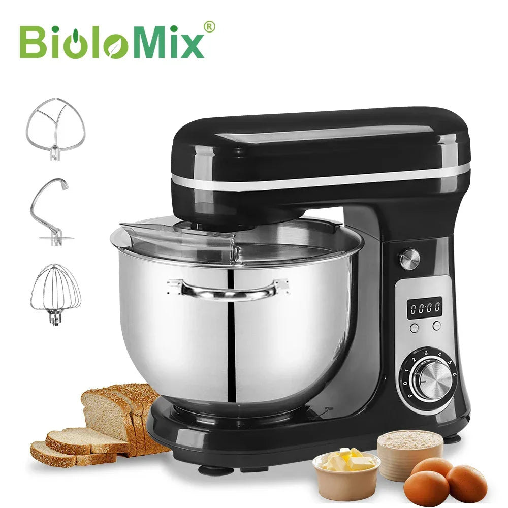 BioloMix Kitchen Food Stand Mixer, Blender, Quiet Motor, Cream Egg Whisk, Whip Dough Kneader, 6-Speed, 1200 W, 6 L, DC Peaceful Pleasures Health and Wellness