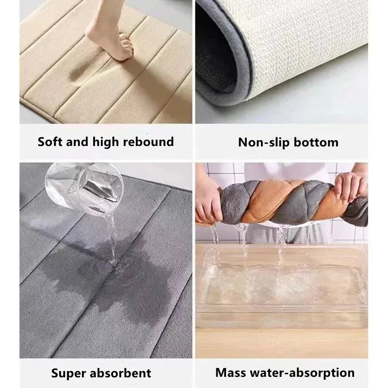Anti-Slip Coral Velvet Bathroom Mat 60×40cm | Absorbent Rug