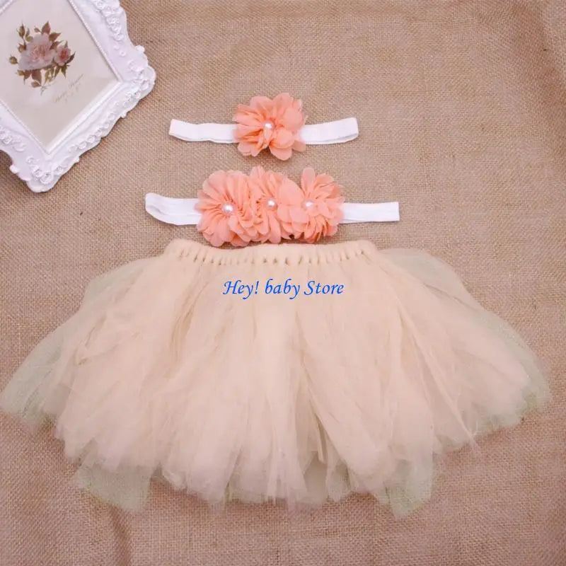 Baby Girl Tutu Pettiskirt & Lace Headband Outfit Set