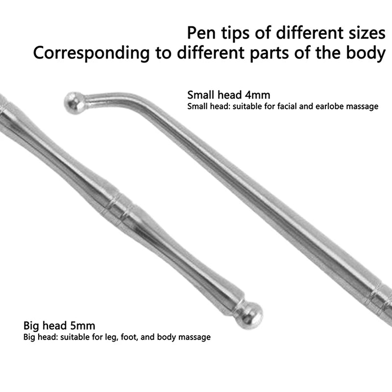 Double Head Stainless Steel Manual Acupuncture Pen Trigger Point Massager Deep Tissue Massage Tool For Body Meridian Pain Relief Peaceful Pleasures Health and Wellness