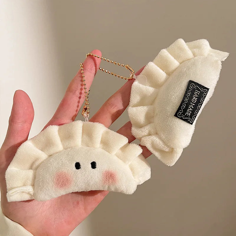 Cute Dumpling Pendant Key Ring Plush Keychain Soft Stuffed Keyrings