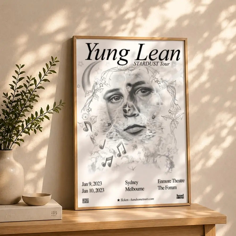 Rapper Y-Yung LeanS Poster HD Self Adhesive Waterproof Wall Art Ideal for Home Office Dorm Bedroom Great Gift Peaceful Pleasures Health and Wellness White2 21X30cmNoframe