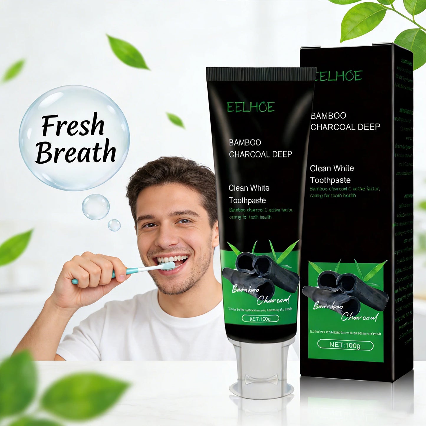Clean White Toothpaste Effectively Remove Dental Plaque Eliminate Oral Odors Caring for Dental Health Bamboo Charcoal Toothpaste Peaceful Pleasures Health and Wellness