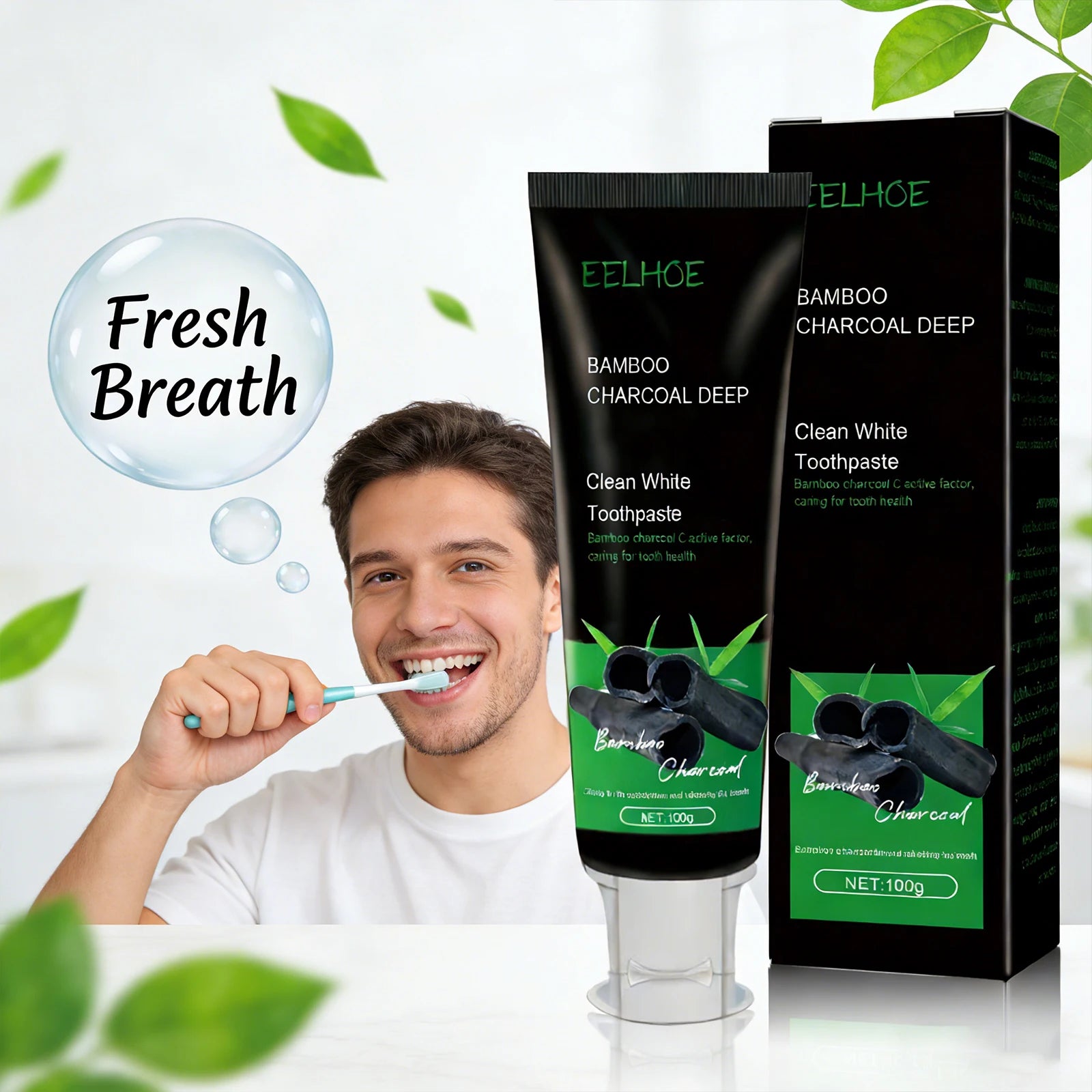 Clean White Toothpaste Effectively Remove Dental Plaque Eliminate Oral Odors Caring for Dental Health Bamboo Charcoal Toothpaste Peaceful Pleasures Health and Wellness