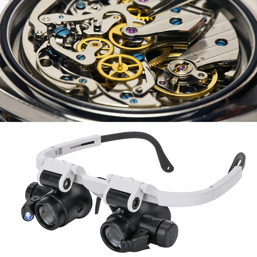 Head-Mounted Magnifier Glasses 8X/15X/23X with LED Lights Peaceful Pleasures Health and Wellness