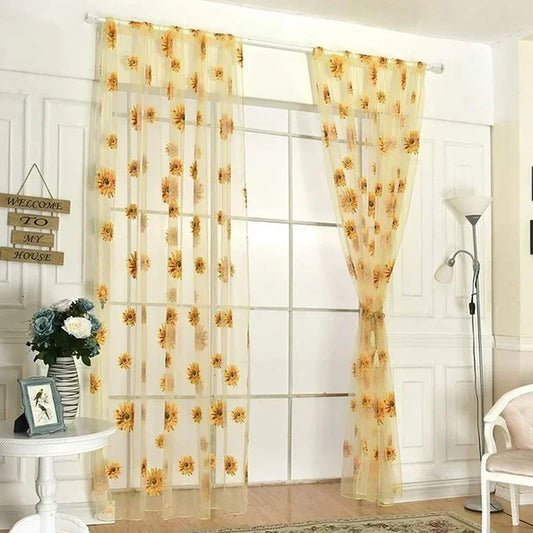 100 Sunflower Summer Tulle Curtains Living Room Bedroom Kitchen Peaceful Pleasures Health and Wellness 100 200