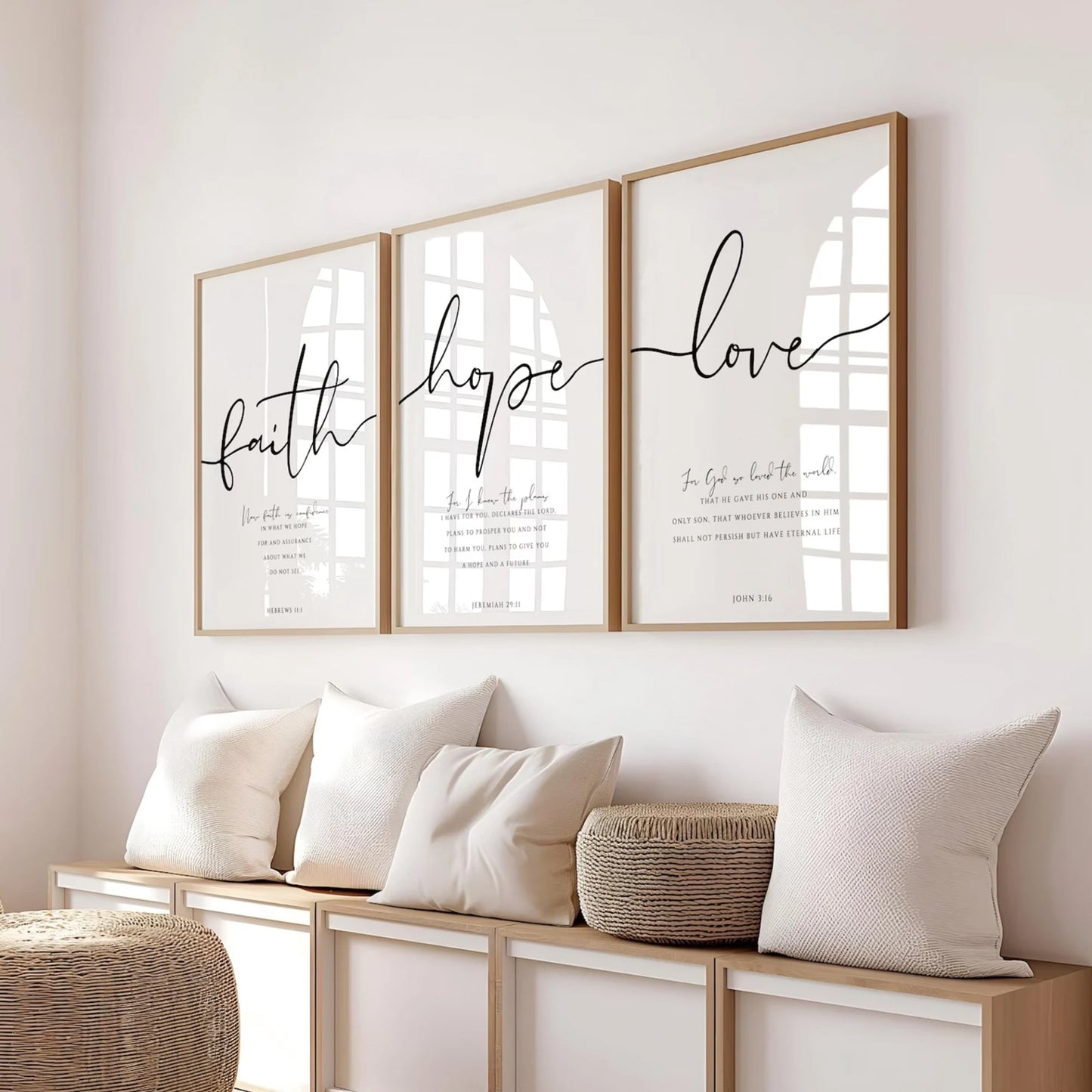 Faith Hope Love Bible Verse Christian Canvas Wall Art Print