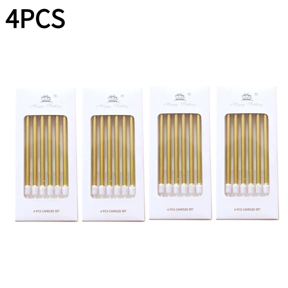 Gold & Silver Birthday Candles – Cake & Cupcake Toppers 6-Pack