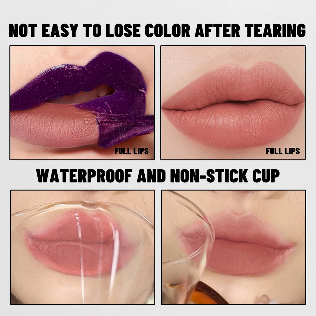 QIBEST Double Head Peel Off Lip Stain Long Lasting Waterproof Pink Lip Tint Transfer Proof Non-stick Cup Natural Lipgloss Makeup Peaceful Pleasures Health and Wellness