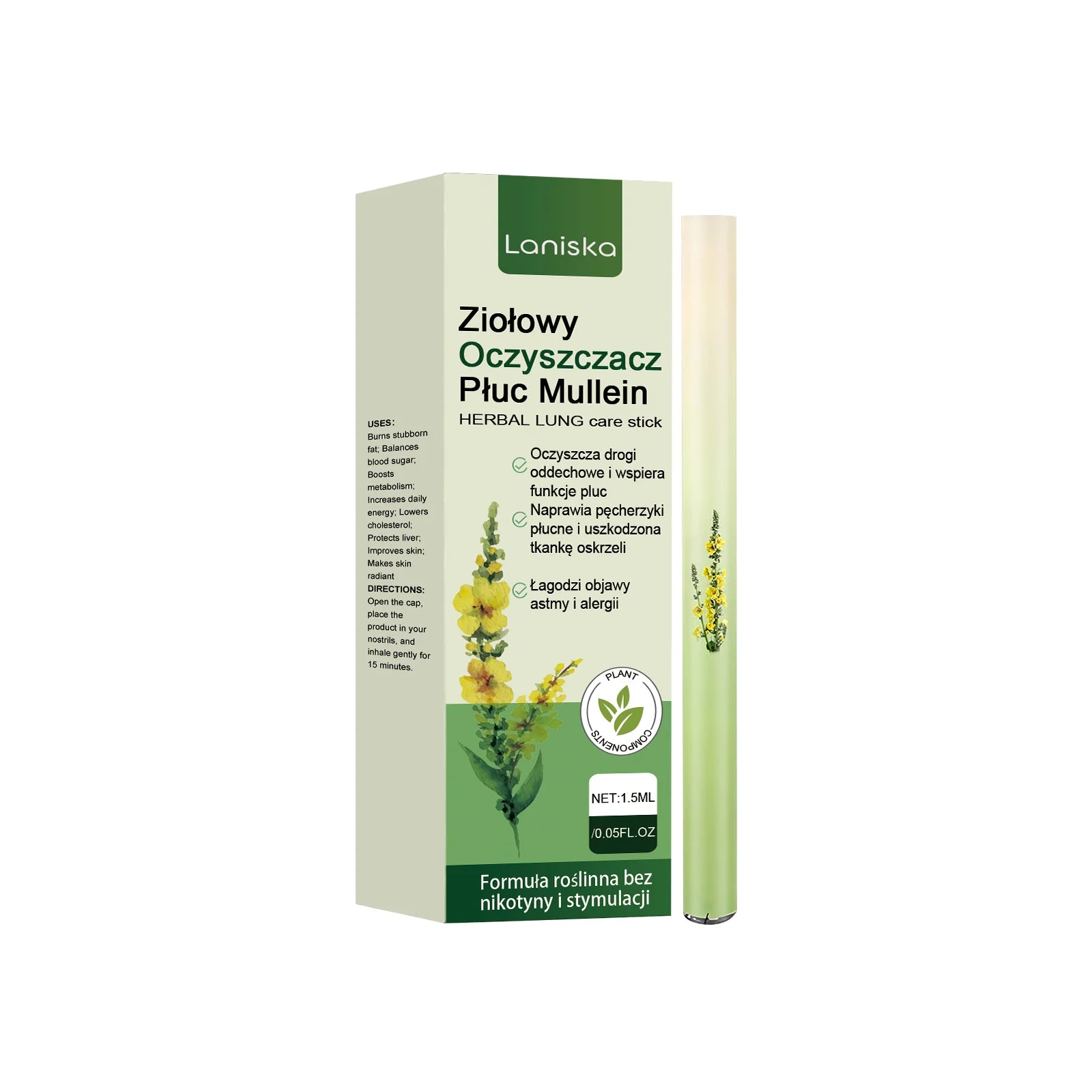 Herbal Diffuser Pen Lung Cleansing Improve Breathing Relieve Anxiety Stress Air Freshener Refresh Plant Serum Respiratory Stick Peaceful Pleasures Health and Wellness 1.5ml boxed