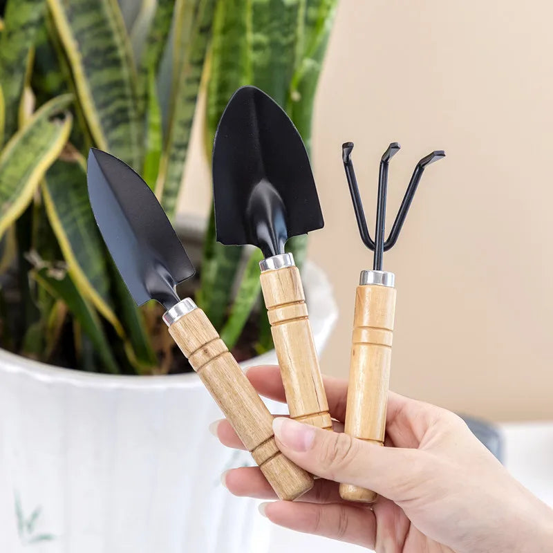3-Piece Mini Garden Tool Set – Shovel, Rake & Trowel