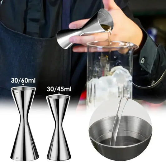 Japanese Style Double-headed Measuring Wine Cup 30/45ml 30/60ml Stainless Steel Ounce Cup Bartender Kit Bar Tools with Graduated Peaceful Pleasures Health and Wellness