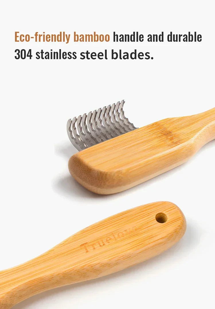 Truelove Bamboo Stainless Steel Pet Grooming Comb TLK25132 Peaceful Pleasures Health and Wellness