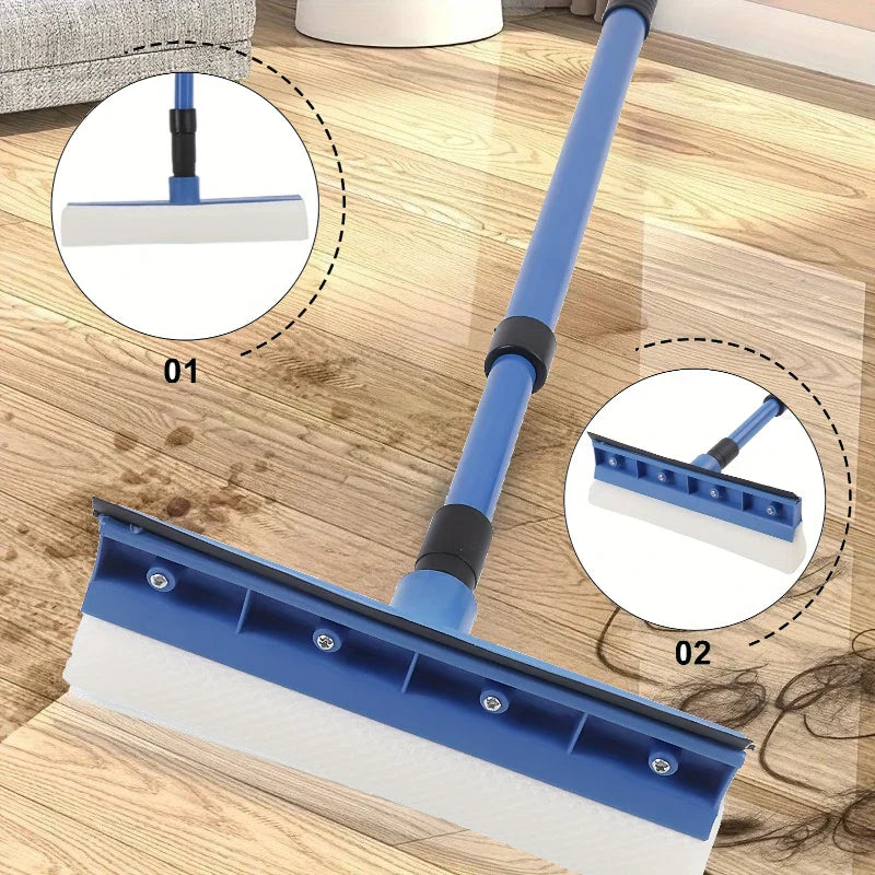 2-in-1 Telescopic Window Squeegee & Sponge Cleaning Brush