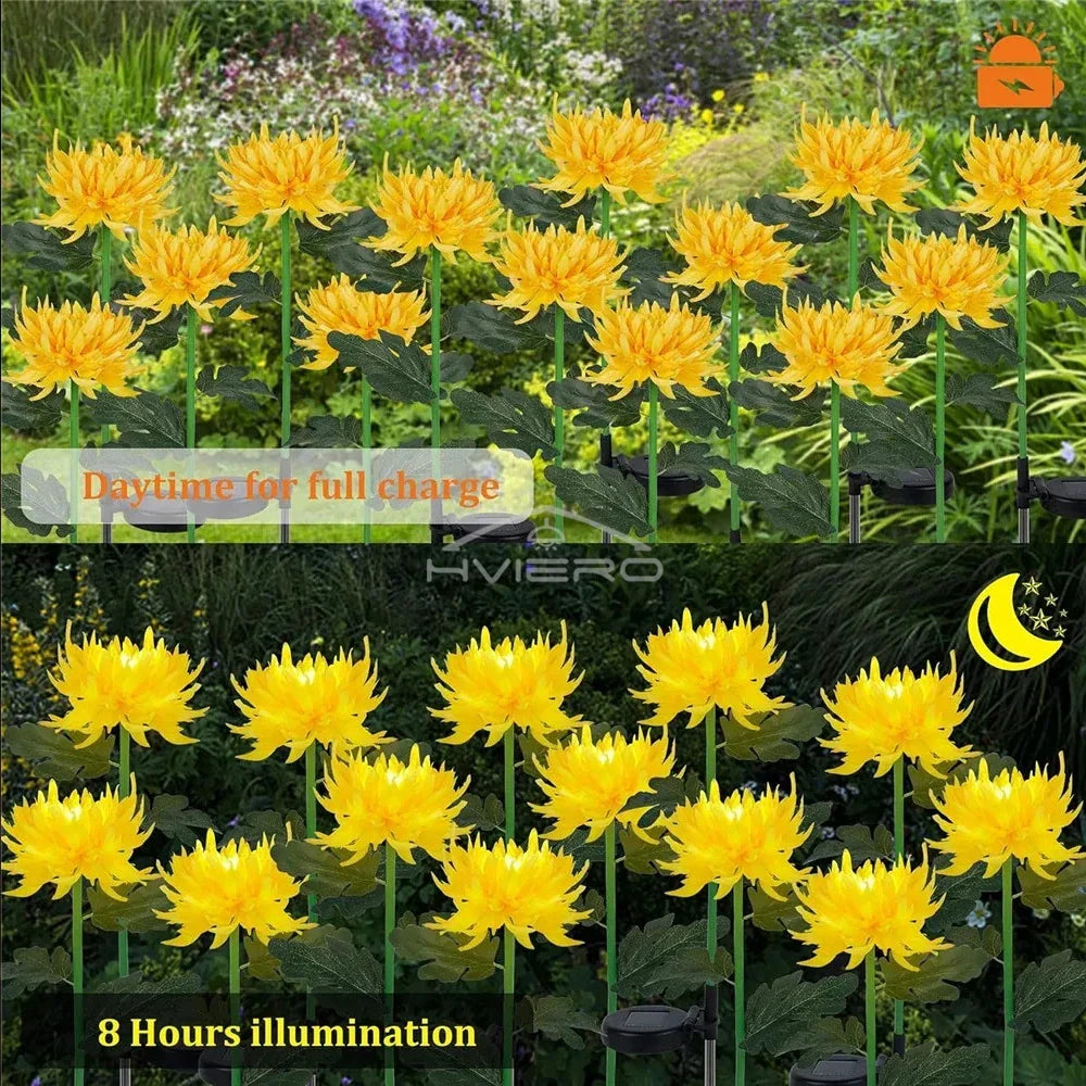Solar Chrysanthemum LED Garden Stake Light | IP65 Waterproof