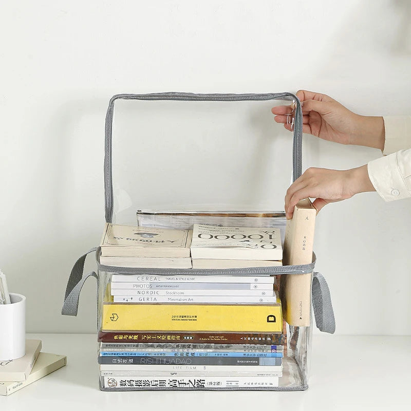 Foldable Book Box Student Dormitory Classroom Organizer Transparent