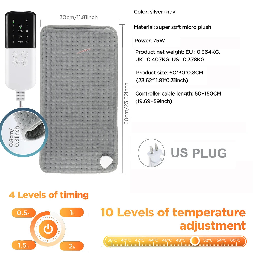 Home Electric Heating Pad Back Shoulder Office Winter Warming Blanket 10 Heat Thermal Mat Abdomen Period Menstrual Belt Peaceful Pleasures Health and Wellness 10 Heat US PLUG