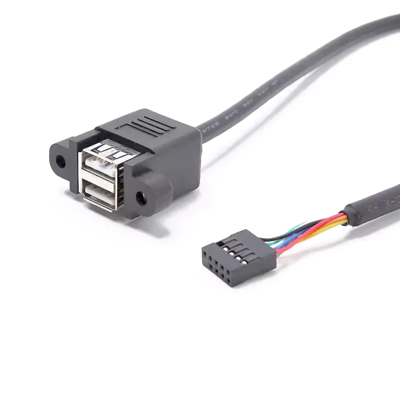 1PCS 30cm Motherboard Internal Dupont 9pin Pitch 2.54mm to Dual Port USB 2.0 A Female Screw Lock Panel Mount Cable 30CM Peaceful Pleasures Health and Wellness