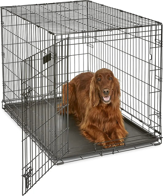 42-Inch Large Dog Crate | Single Door, Divider & Leak-Proof Tray Peaceful Pleasures Health and Wellness United States