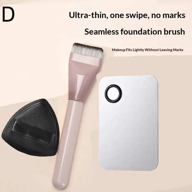 Foundation Brush +Makeup Palette + Black Powder Puff Set Foundation Cream Mixing Tool Nail Art Makeup Cosmetic Makeup Tool Kits Peaceful Pleasures Health and Wellness D