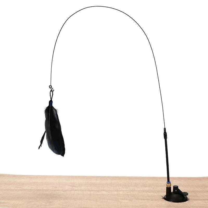 Hands-Free Suction Cup Cat Feather Wand Interactive Toy