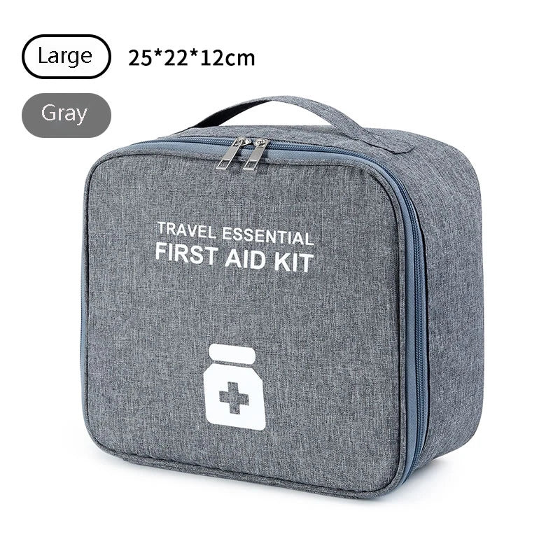 Home First Aid Kit Large Capacity Empty Medicine Storage Bag Portable Travel Medicine Box Survival Bag Emergency Bag For Car Peaceful Pleasures Health and Wellness Gray Large