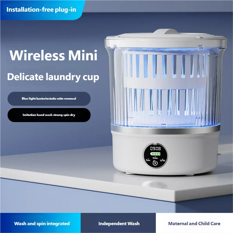 HOMEFISH Dehydrated Underwear Washing Machine Fully Automatic Dormitory Mini Mini Sock and Underwear Washing Machine Peaceful Pleasures Health and Wellness
