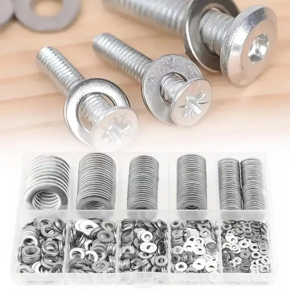 80-580Pcs Stainless Steel Flat Washers Set Seal Screw Gasket Rings Assortment Kit M2 M2.5 M3 M4 M5 M6 M8 M10 Spring Lock Washers Peaceful Pleasures Health and Wellness