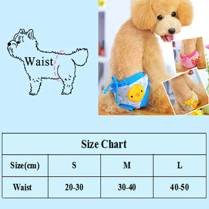 Pet Dog Shorts Sanitary Physiological Pants Cute Fruit Print Diaper Dog Shorts Washable Female Dog Panties Underwear Briefs DC05 Peaceful Pleasures Health and Wellness