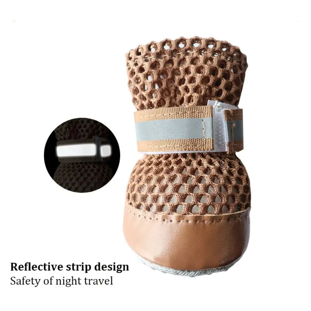 Breathable Dog Boots 4-Pack | Non-Slip Adjustable Puppy Shoes