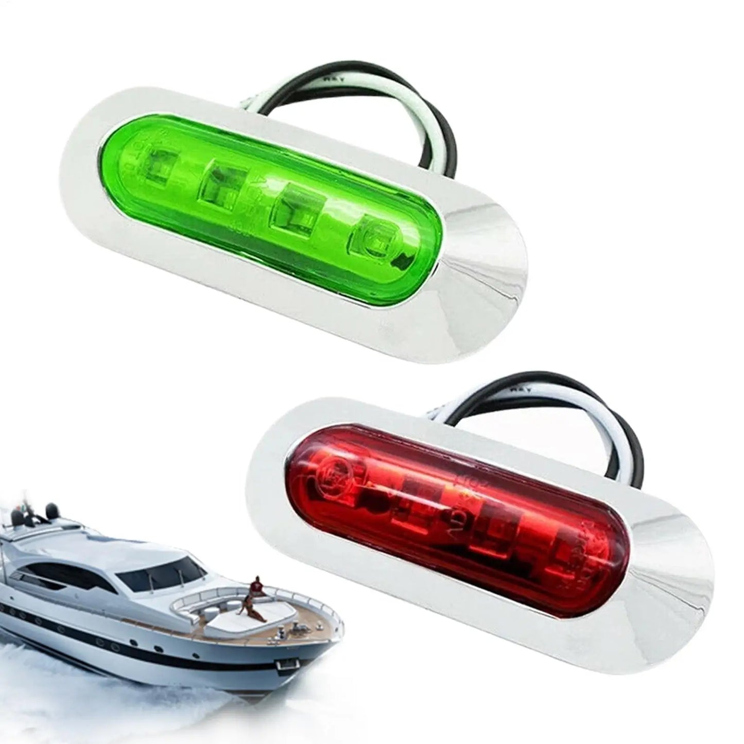 Marine Navigation Lights 2pcs Red And Green LED IP67 Waterproof 12-24V For Sea Fishing Sailing Yachting Cruising Docking Peaceful Pleasures Health and Wellness