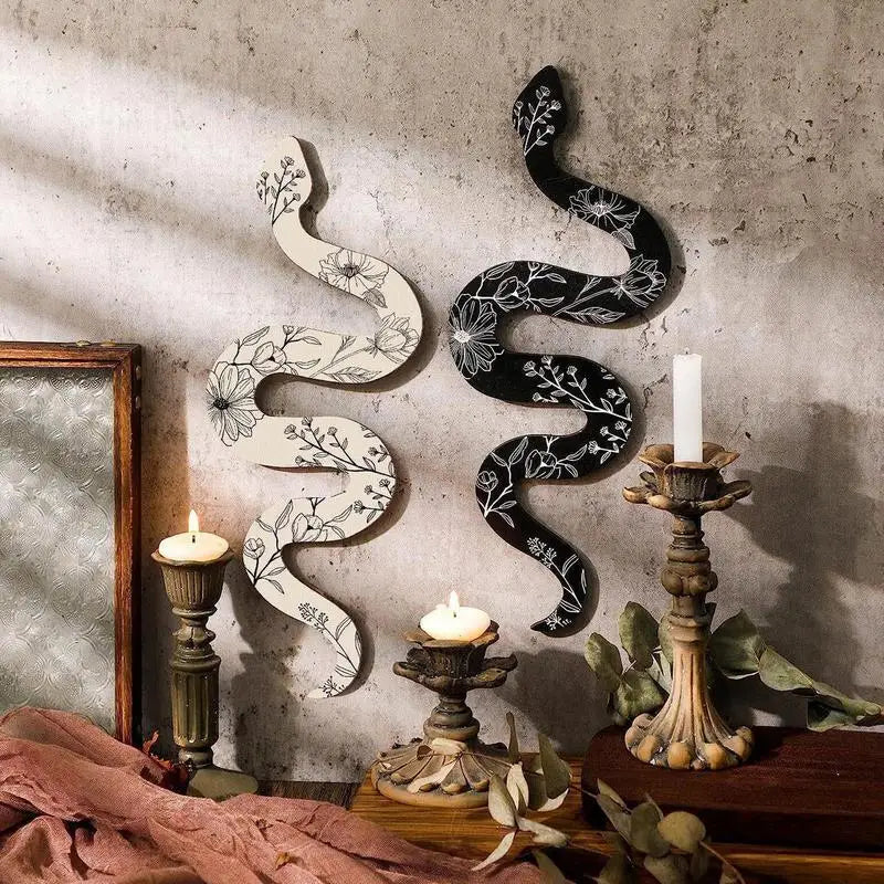 Halloween Snake Wall Art | Witchy Boho Wooden Reptile Decor