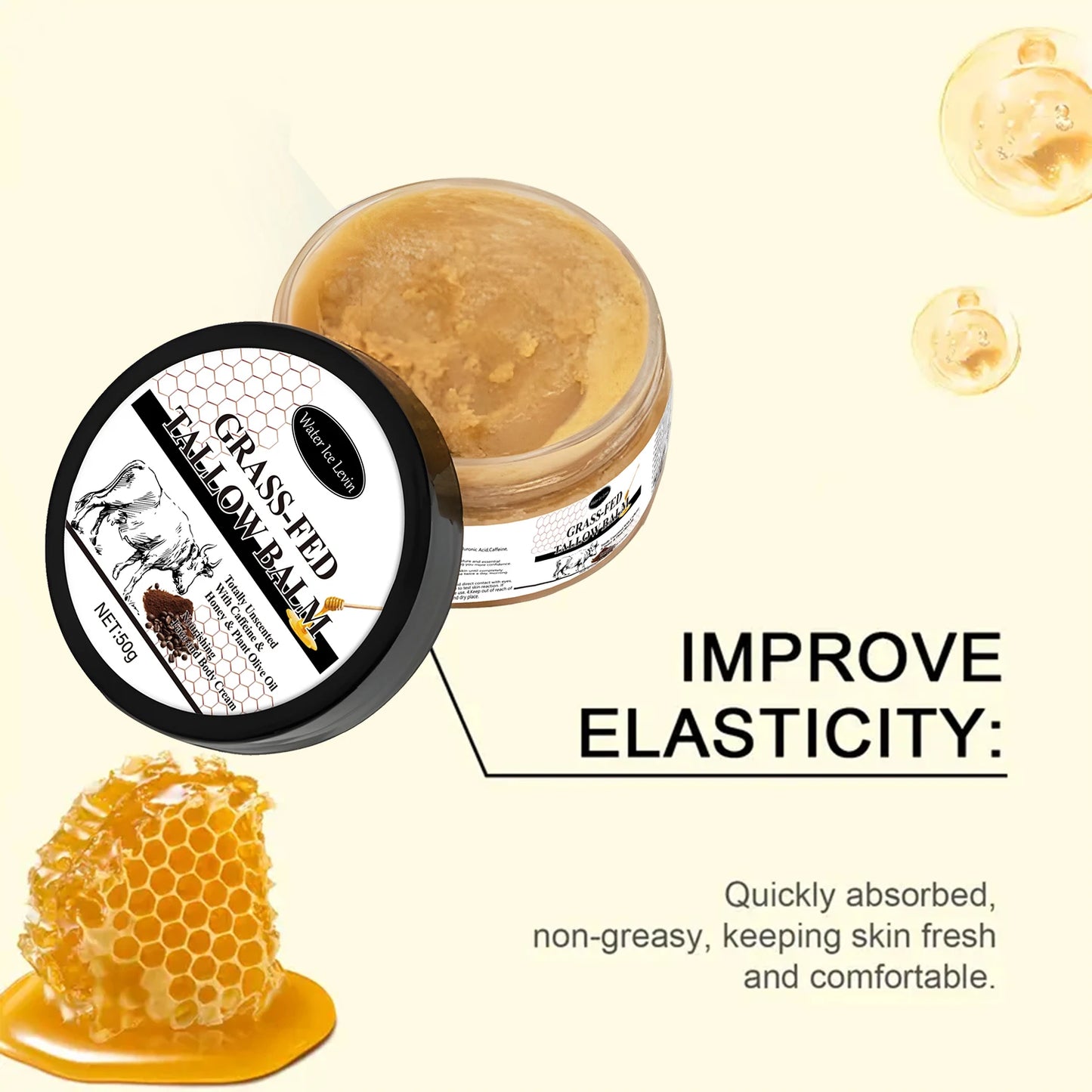 Grass-Fed Tallow Balm – Bee Venom & Caffeine Unscented Cream
