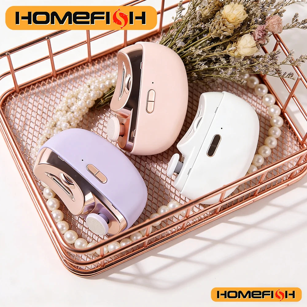 2 In 1 Electric Nail Clippers Anti‑Splash Manicure Trimmer For Baby Finger Toe Pedicure Thick Nails Cutter Tools Peaceful Pleasures Health and Wellness