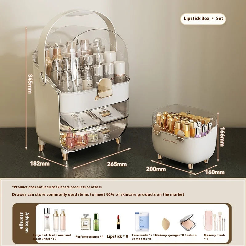 Aesthetic Lipstick Organizer - Dustproof Desktop Storage Box with Lid for Lip Gloss & Makeup, Trendy Vanity Display Case Peaceful Pleasures Health and Wellness