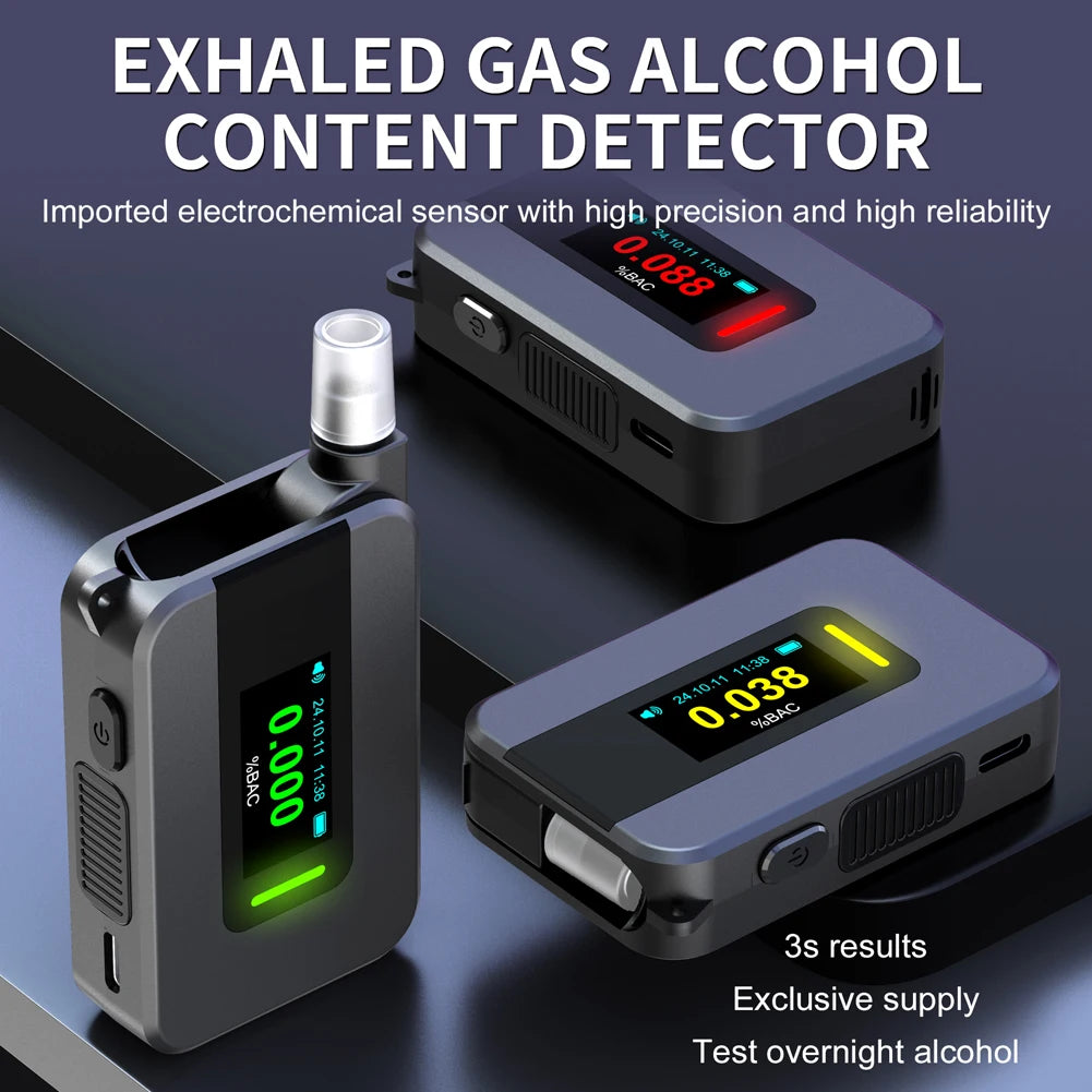 Electrochemical Alcohol Tester Voice Report Non-Contacting Electronic Breathalyzer Portable Alcohol Meter for Professional Use Peaceful Pleasures Health and Wellness